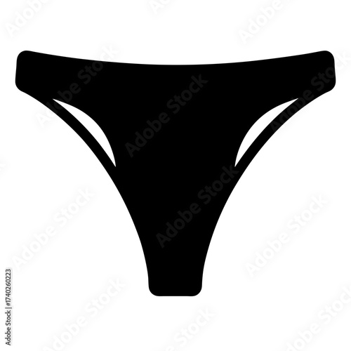 Minimalist Thong Bikini Bottom Silhouette in Black and White Graphic Illustration