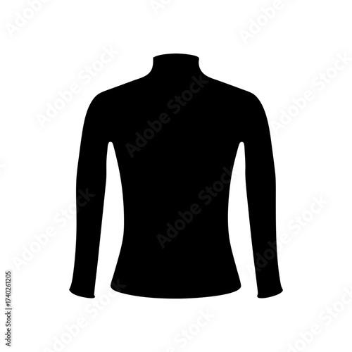 Black silhouette of a long sleeved turtleneck shirt for winter warmth