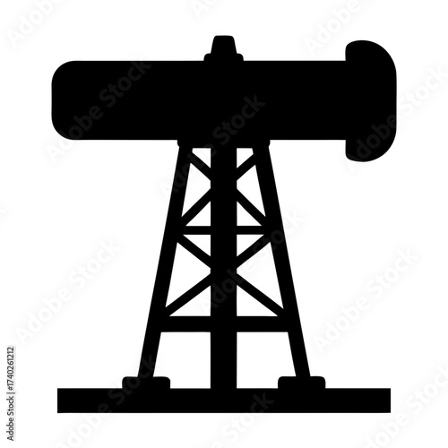 Silhouette of an industrial oil pump jack extracting petroleum from the ground