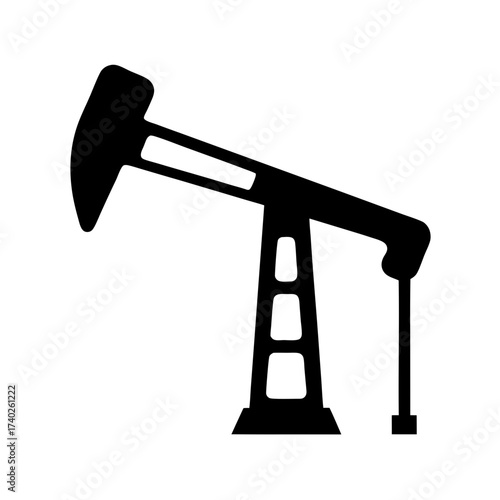 Silhouette of an Oil Derrick or Oil Pump Jack for Extraction