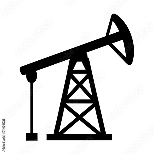 Silhouette of an oil drilling rig on a white background illustration