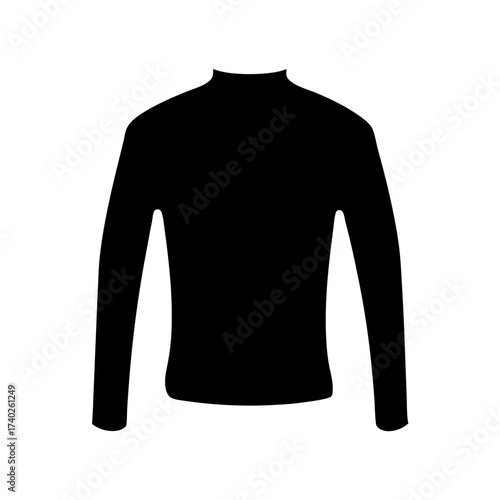 Silhouette of a black long sleeved shirt with a high neckline apparel