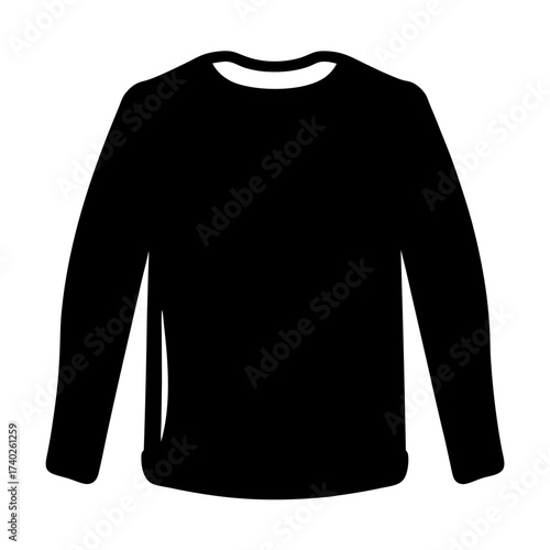 Black Long Sleeved Crewneck Sweatshirt Perfect for Fall and Winter Clothing