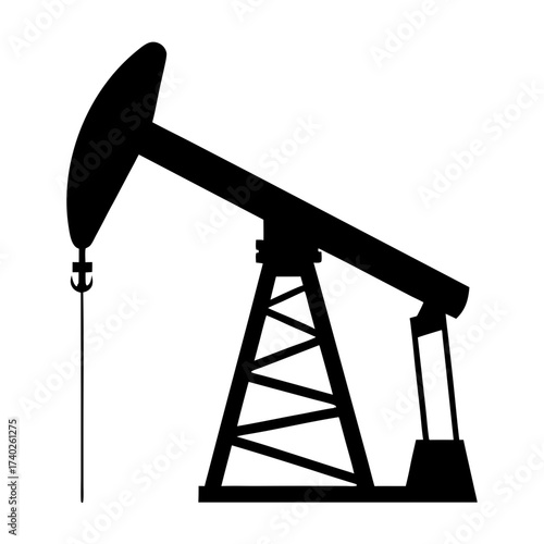 Silhouette of an Oil Well Pumpjack extracting Crude Oil from the Ground