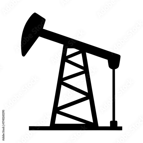 Simple black silhouette illustration of an oil drilling rig extraction pump