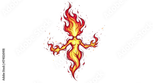 Fiery Female Form: Abstract Illustration of Power and Passion