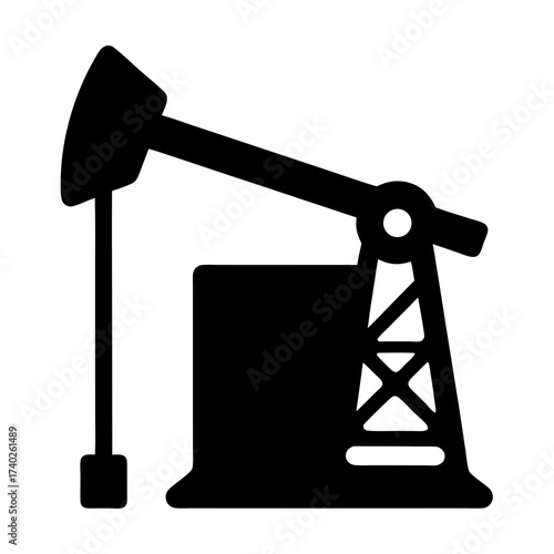 Stylized illustration of an oil well pump jack, a symbol of industry