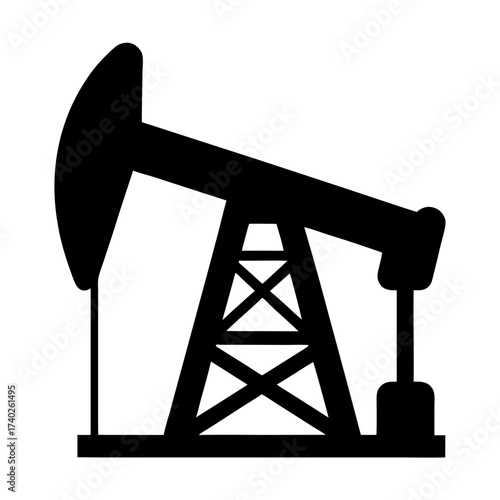 Silhouette of an Oil Derrick Depicting Petroleum Extraction and Energy Production