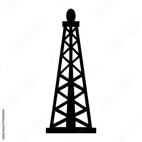Silhouette of an oil derrick or transmission tower with repeating triangle pattern
