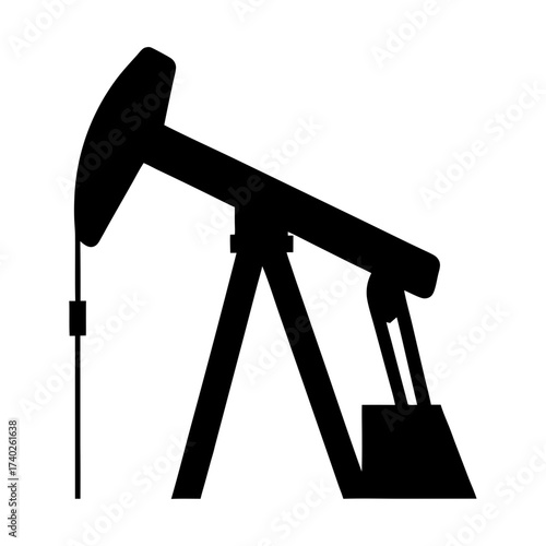 Silhouette of an Oil Derrick Pumping Unit for Crude Oil Production