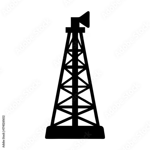 Silhouette of an Oil Derrick with Speaker, Energy Industry Symbol