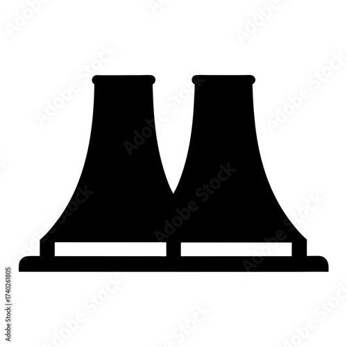Black and White Graphic of Two Cooling Towers of a Powerplant