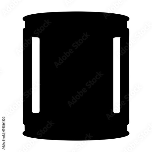 Abstract depiction of a soda can with white stripes on black background