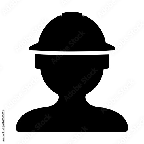 Silhouette of a construction worker or engineer wearing a hard hat icon