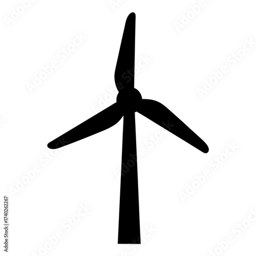 Silhouette of a wind turbine for sustainable energy generation concept
