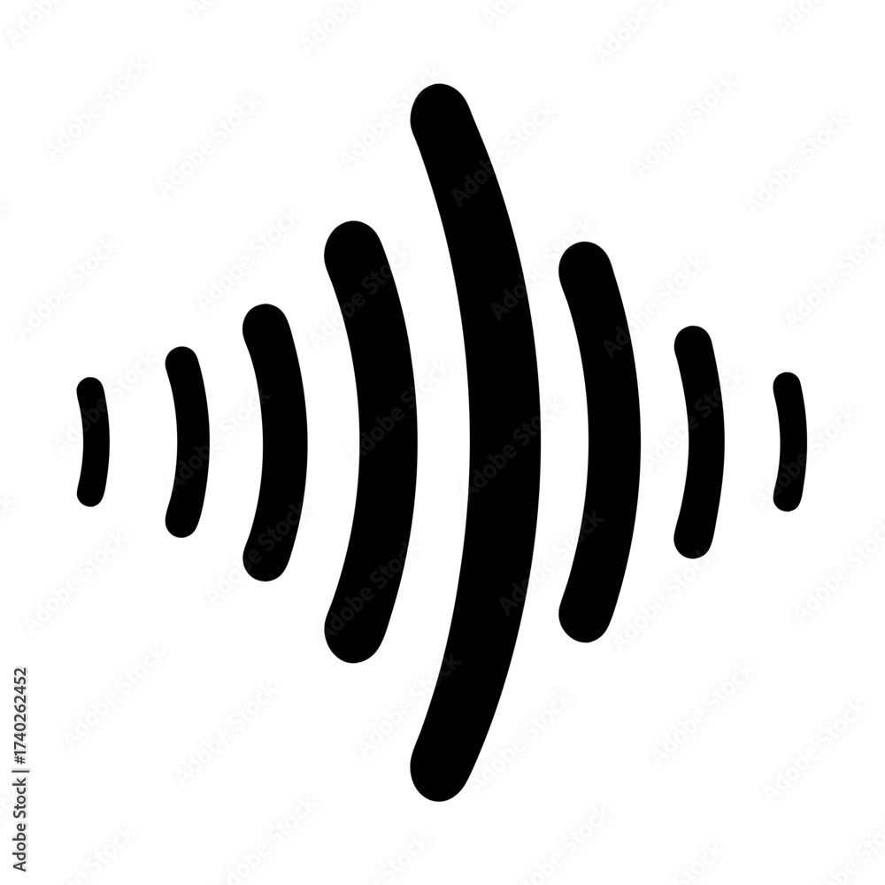 Obraz premium Black sound wave pattern representing frequency and intensity variation over time