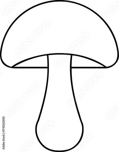 Vector art of a simple black and white outline drawing of a mushroom