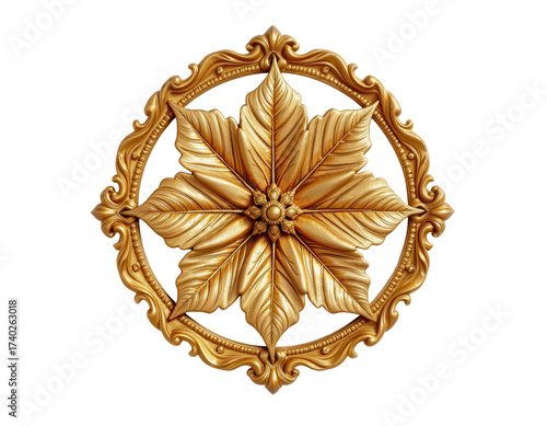 Ornate Golden Floral Design with Intricate Leaf Patterns and Details