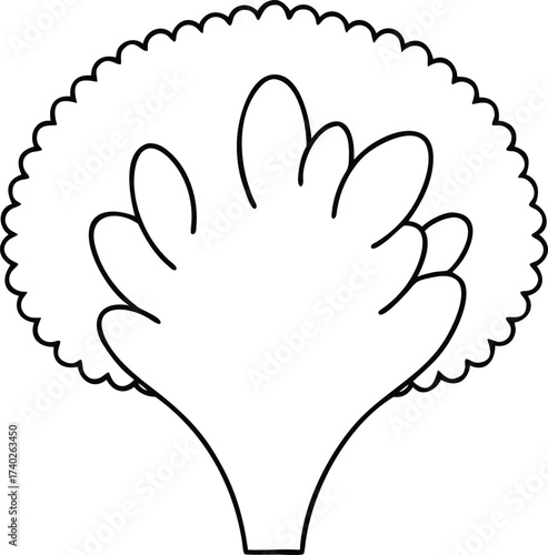 Vector art of simple line drawing of a broccoli floret