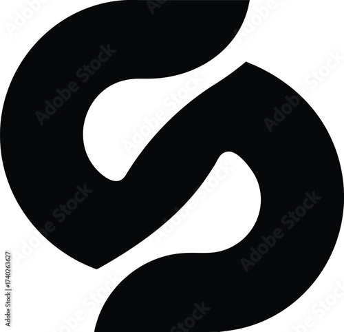 Vector art of a stylized black letter s logo on a, representing a brand or company identity