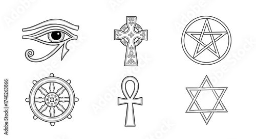 Sacred Symbols: Diverse Spiritual and Religious Icons Collection
