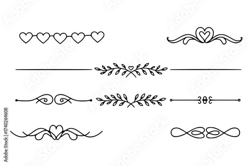 Black Vector Silhouette: Seamless Continuous Line Divider Set	