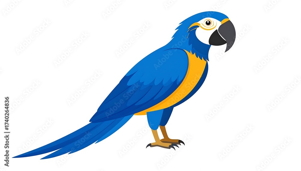 Fototapeta premium Illustration of a Blue and Yellow Macaw Parrot Isolated on a White Background