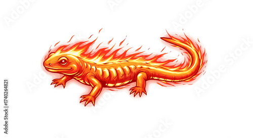 Flaming Salamander Artwork with Detailed Textures and Vibrant Colors