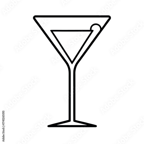 Martini Glass Outline Line Art Vector