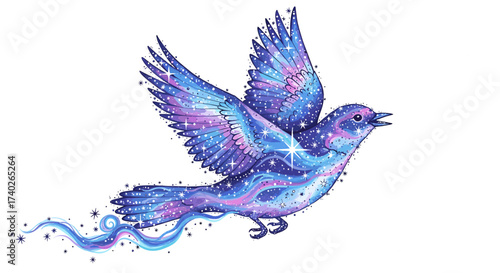Celestial Flight: A Cosmic Bird Soaring Through the Universe Art