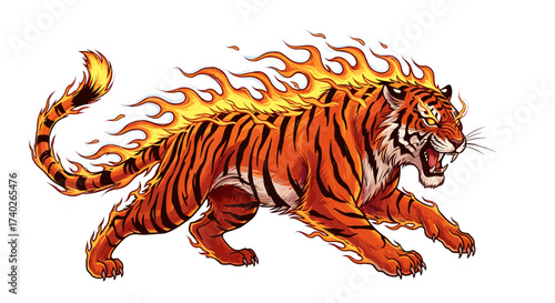Fiery Feline: A Tiger Consumed by Burning Flames