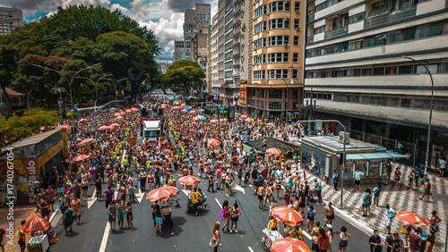 Obraz na plátně Carnaval Bloco De Rua Festa Folia Desfile Foliões Trio Elétrico Banda Música Dan