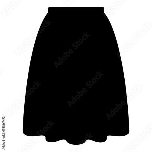Silhouette of a simple black flared skirt suitable for fashion design