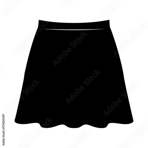 Stylish black skirt silhouette with flared bottom and minimalist design, clothing item