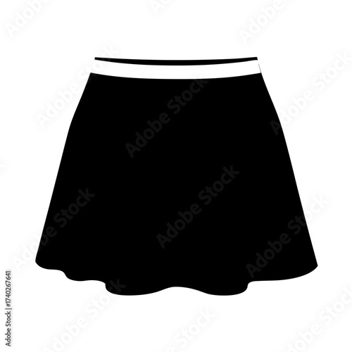 Elegant black skirt with white waistband perfect for a sophisticated look