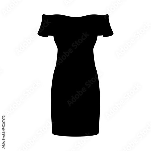 Elegant OfftheShoulder Cocktail Dress Silhouette in Classic Black Color Fashion
