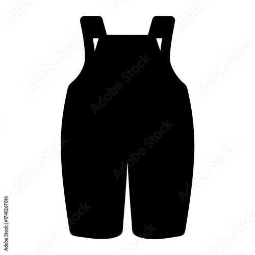 Black silhouette of overalls with shoulder straps and triangle cutouts
