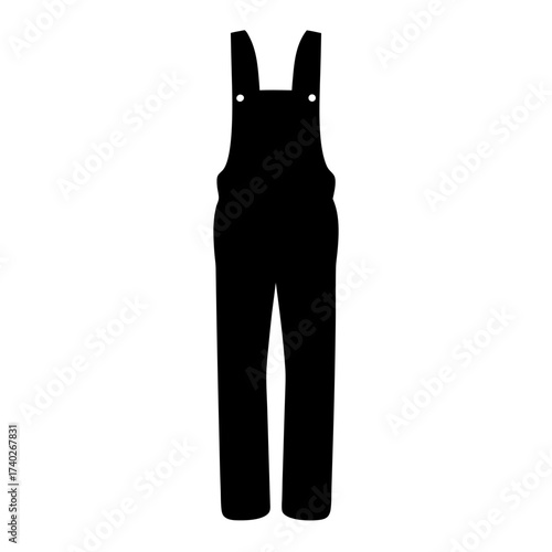 Black silhouette of bib overalls classic workwear or casual clothing item