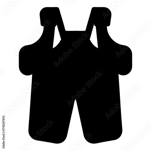 Black silhouette of lederhosen, traditional leather breeches with suspenders, Oktoberfest garment