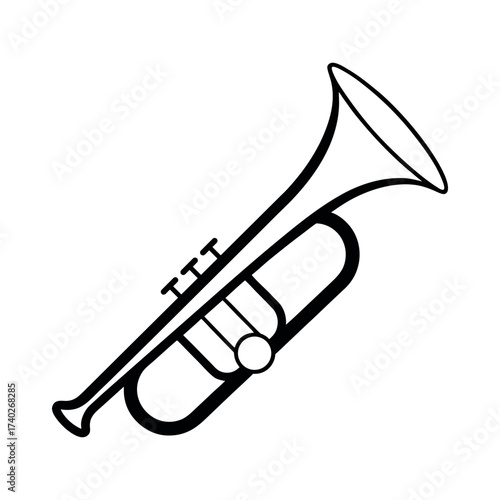 Trumpet Outline Line Art Vector