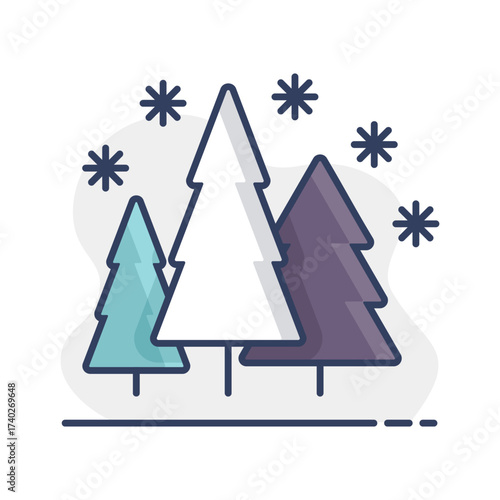 Snow forest vector isolated icon. Winter sign