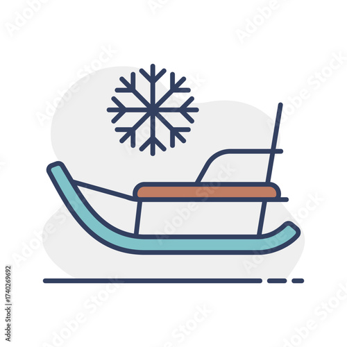 Winter sled vector isolated icon. Winter sign