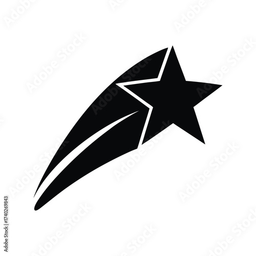 Shooting Star Black Silhouette Vector