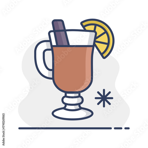 Mulled wine with orange slice and cinnamon stick