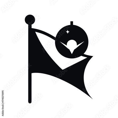 Space Flag Black Silhouette Vector