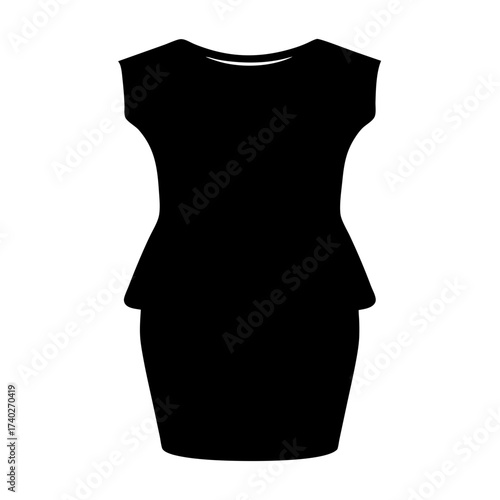 Black silhouette of a dress with a peplum and a tight skirt