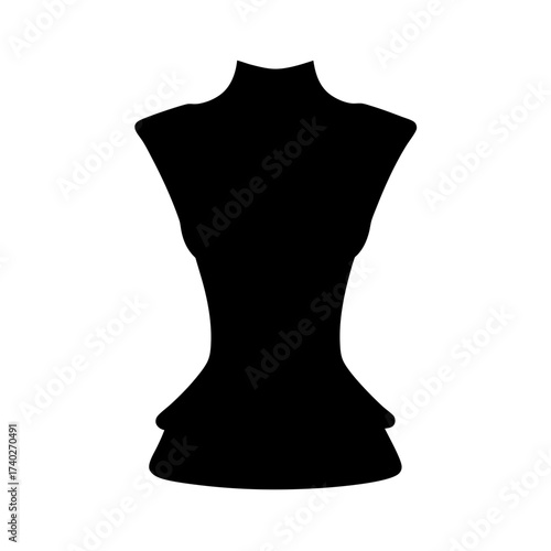 Silhouette of a mannequin torso displaying women's fashion and clothing design