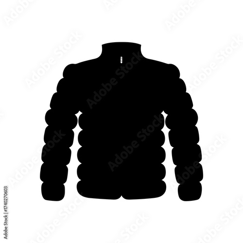 Silhouette of a puffer jacket providing warmth during cold weather days