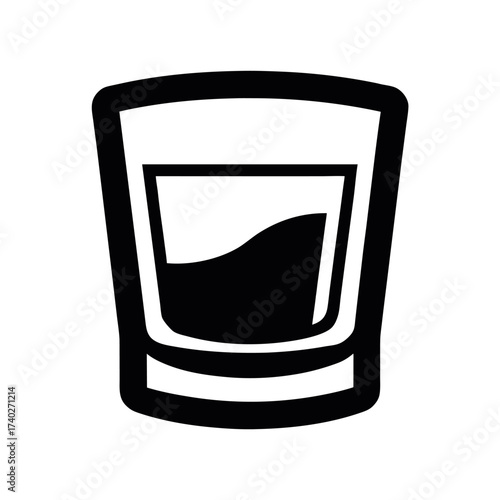 Whiskey Glass Black Silhouette Vector
