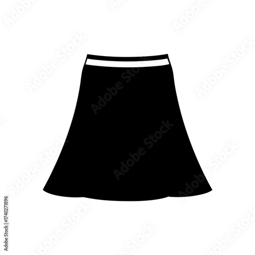Black midi skirt with white waistband, a stylish and comfortable design